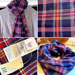 NEW NWT $50 Gap Navy Pink Plaid Scarf Wrap Shawl